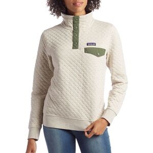 Patagonia Women's Organic Cotton Quilt Snap-T Pullover Grey Green Small